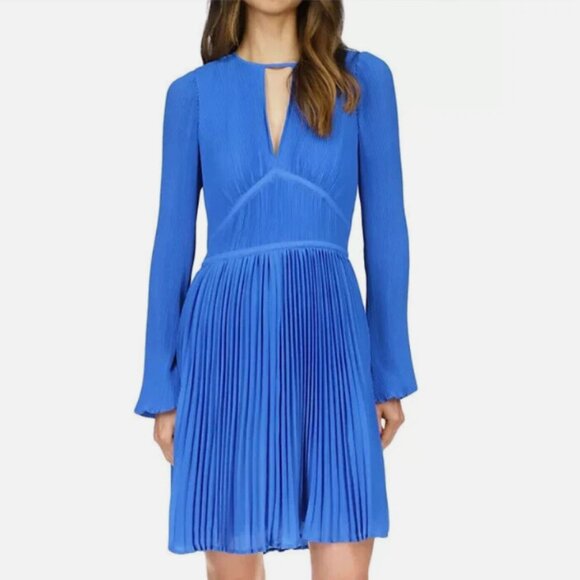 Michael Kors Women’s Pleated Mini Dress, Grecian Blue - Picture 1 of 6